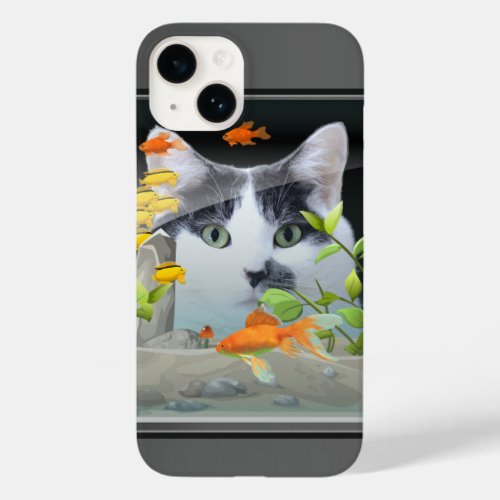 Cat Peering in Fish Tank Custom Cat Photo Case_Mate iPhone 14 Case