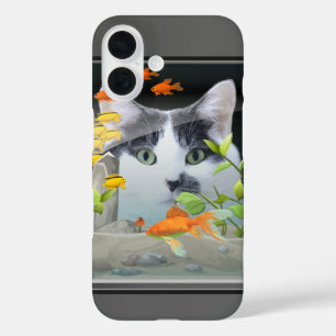 Cat Peering in Fish Tank Custom Cat Photo iPhone 16 Case