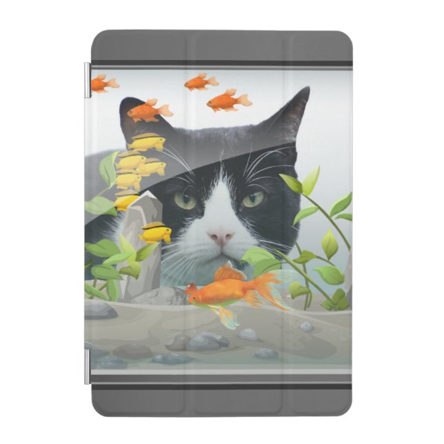 Cat Peering in Fish Tank Custom Photo iPad Mini Cover (Front)