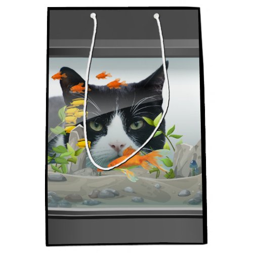 Cat Peering in Fish Tank Medium Gift Bag