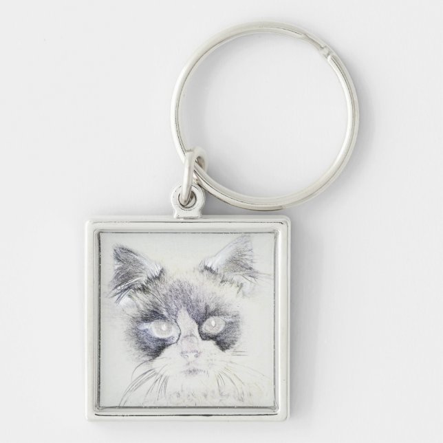 Cat pencil sketch keychain (Front)
