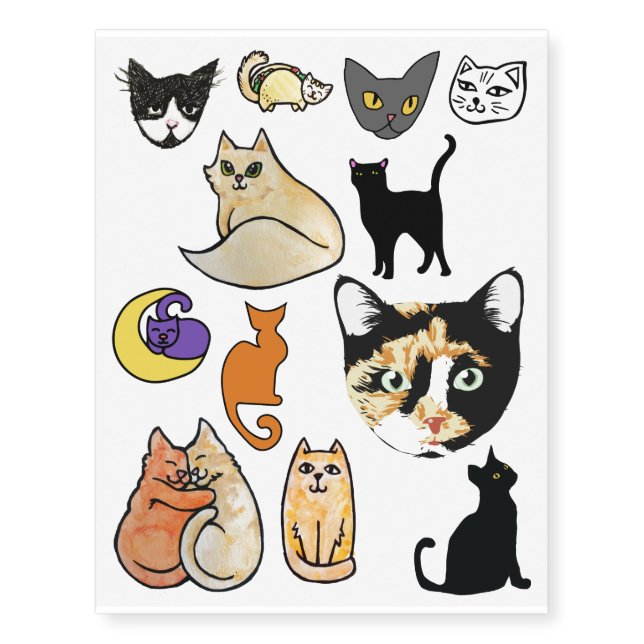 Cat People Meow Pack Temporary Tattoos (Front)