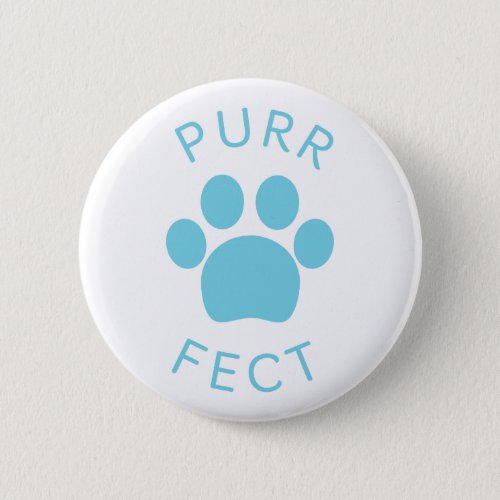 Cat Perfect Blue Purr Paw Print Button