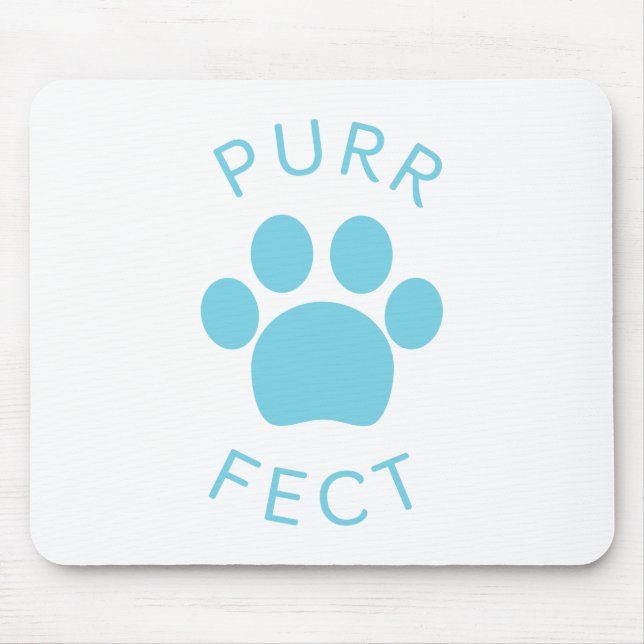 Cat Perfect Blue Purr Paw Print Mouse Pad (Front)
