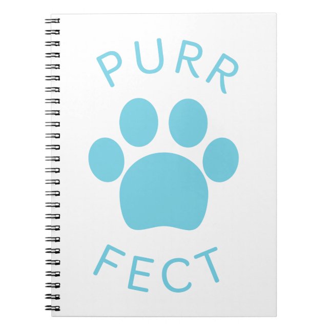 Cat Perfect Blue Purr Paw Print Notebook (Front)