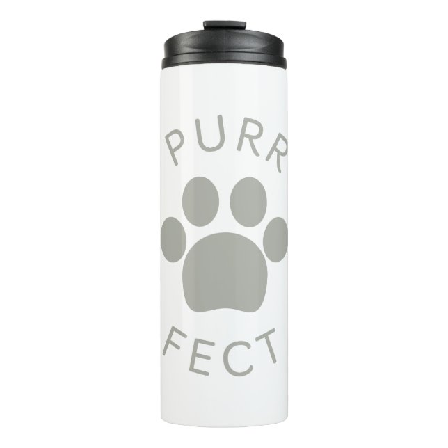 Cat Perfect Gray Purr Paw Print Thermal Tumbler (Front)