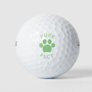 Cat Perfect Green Purr Paw Print Golf Balls