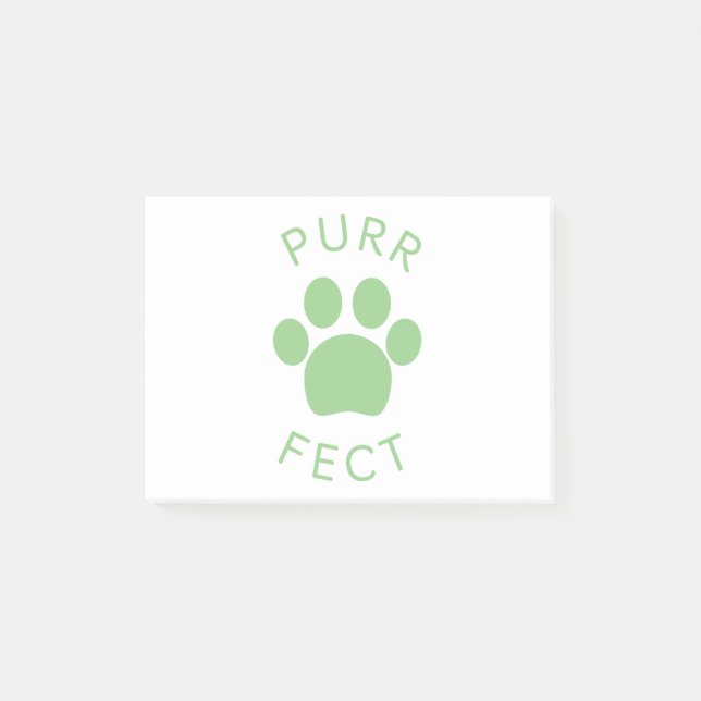 Cat Perfect Green Purr Paw Print Post-it Notes (Front)