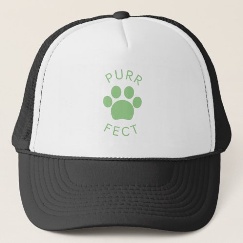 Cat Perfect Green Purr Paw Print Trucker Hat