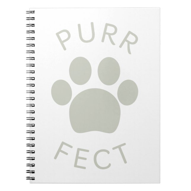 Cat Perfect Light Gray Purr Paw Print Notebook (Front)