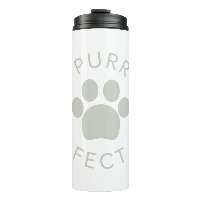 Cat Perfect Light Gray Purr Paw Print Thermal Tumbler (Front)
