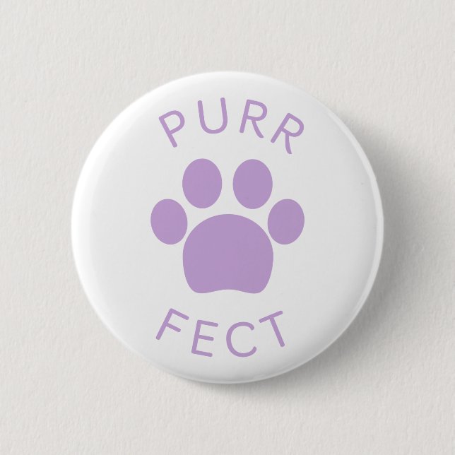 Cat Perfect Light Purple Purr Paw Print Button (Front)