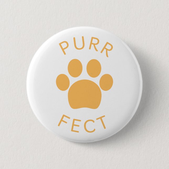 Cat Perfect Orange Purr Paw Print Button (Front)