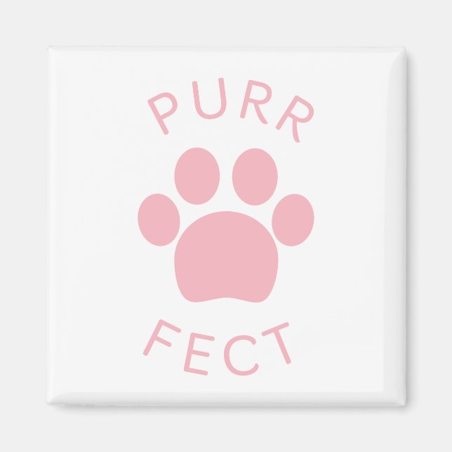 Cat Perfect Pink Purr Paw Print Magnet (Front)