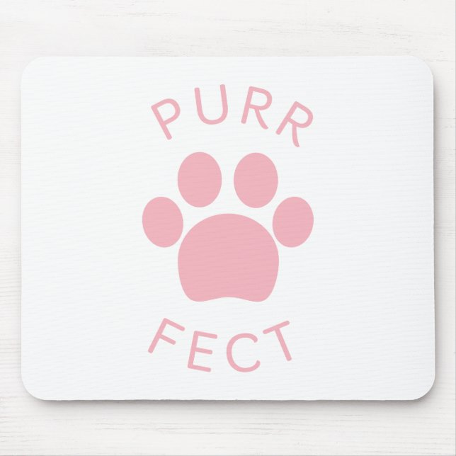 Cat Perfect Pink Purr Paw Print Mouse Pad (Front)