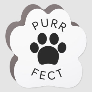 Cat Perfect Purr Paw Print Black Car Magnet