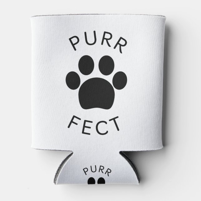 Cat Perfect Purr Paw Print Can Cooler (Front)