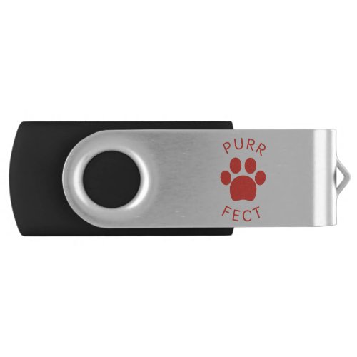 Cat Perfect Red Purr Paw Print Flash Drive