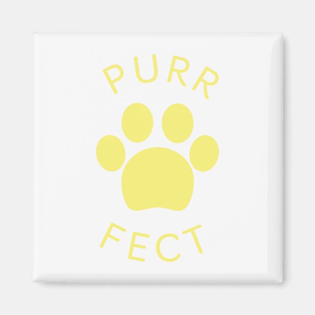 Cat Perfect Yellow Purr Paw Print Magnet (Front)