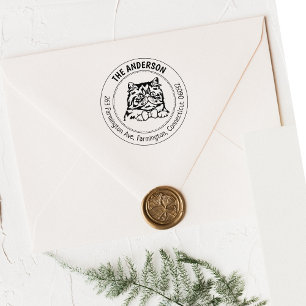 Cat Persian Family Return Address Rubber Stamp