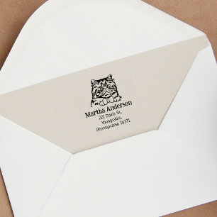 Cat Persian Return Address Rubber Stamp