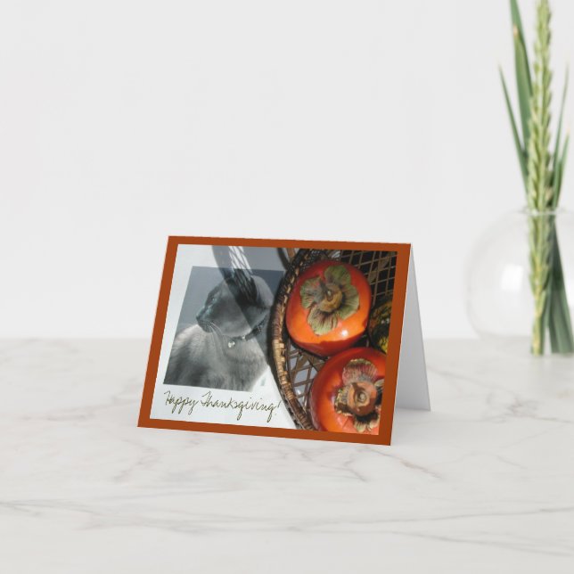 Cat & Persimmons Holiday Card (Front)