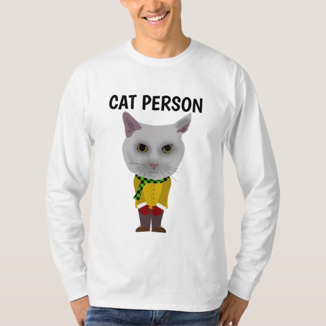 CAT PERSON Funny Art T-Shirts (Front)