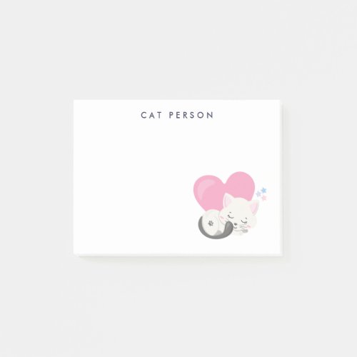 Cat Person Text Cute White Kitty Cat Sleeping Post_it Notes