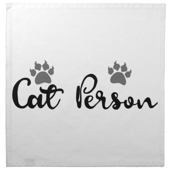 Cat Person Typography Art Cloth Napkin (Front)