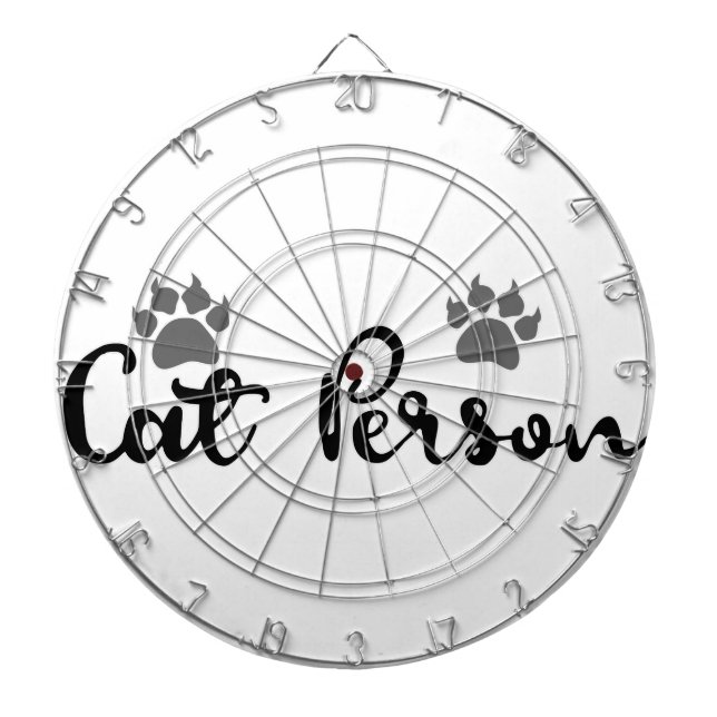 Cat Person Typography Art Dartboard With Darts (Front)