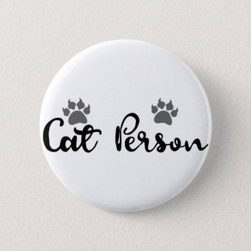 Cat Person Typography Art Pinback Button