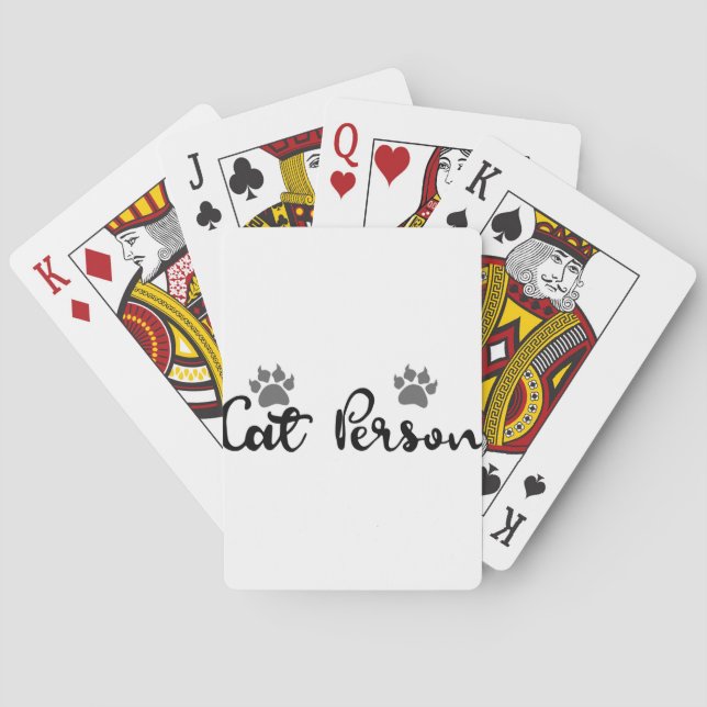 Cat Person Typography Art Poker Cards (Back)