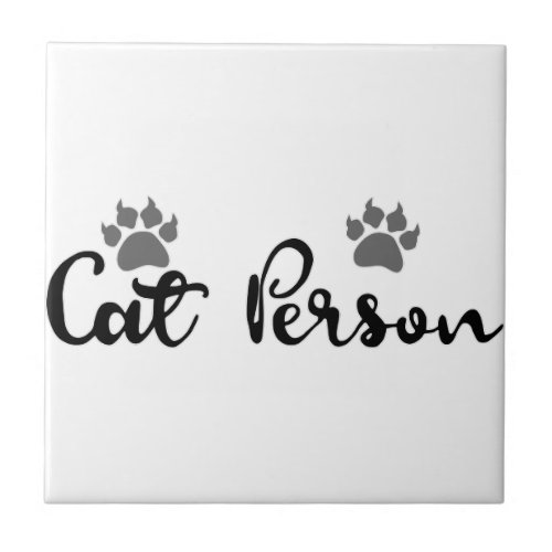 Cat Person Typography Art Tile