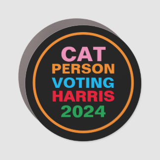 Cat Person Voting Harris 2024 Funny Campaign Car Magnet