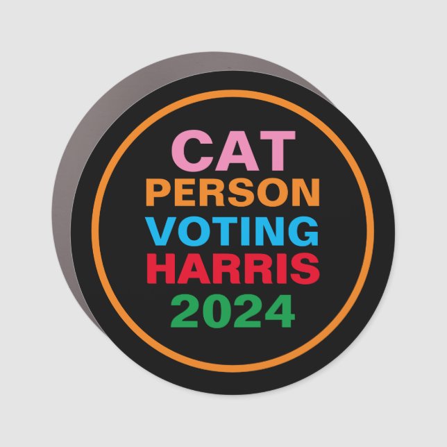 Cat Person Voting Harris 2024 Funny Campaign Car Magnet (Front)
