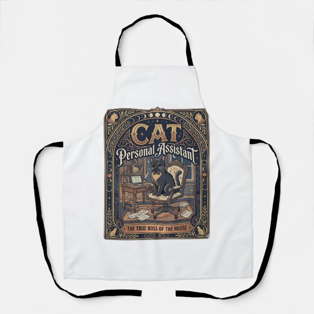 Cat Personal Assistant Cat Funny Owner Humor Vinta Apron (Front)