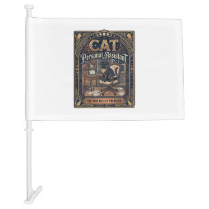 Cat Personal Assistant Cat Funny Owner Humor Vinta Car Flag