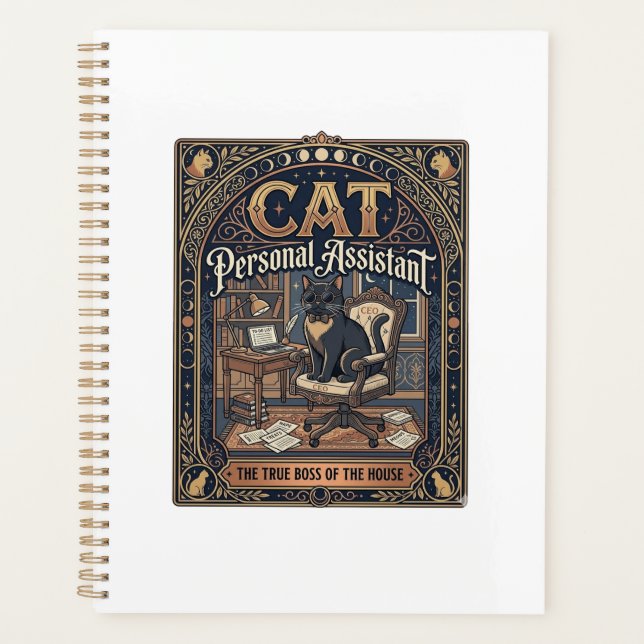 Cat Personal Assistant Cat Funny Owner Humor Vinta Planner (Front)