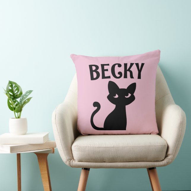 CAT PERSONALIZED ADD NAME PINK THROW PILLOW (Chair)