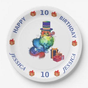 Cat Personalized Party Paper Plate