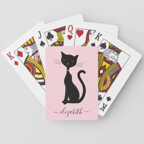 Cat Personalized Pink Playing Cards