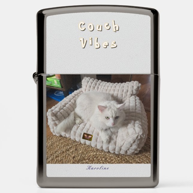 Cat Person's Gift (w/ Name or Intials) Zippo Lighter (Front)