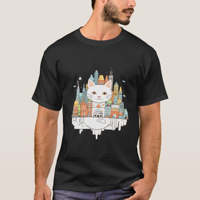 Cat Pet Animal Beauty Nature City Discovery T-Shirt (Front)