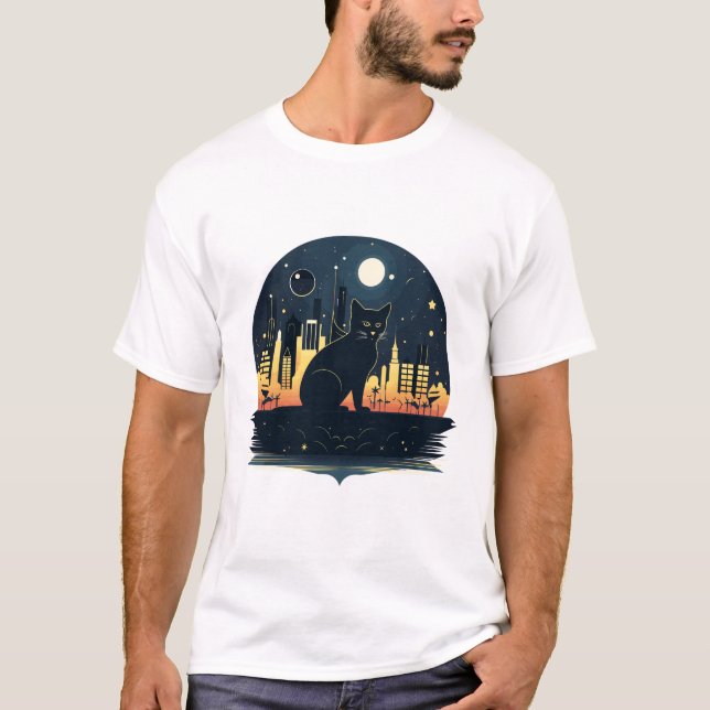 Cat Pet Animal Beauty Nature City Discovery T-Shirt (Front)