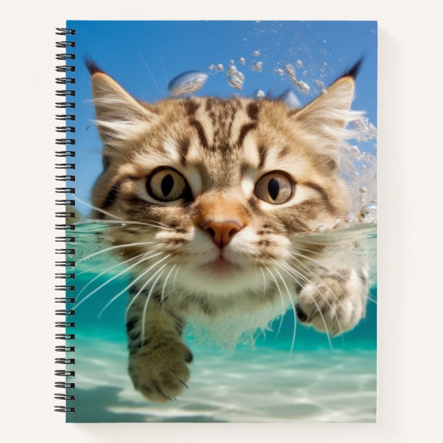 Cat Pet Animal Fun Playing Water Outdoor Notebook (Front)