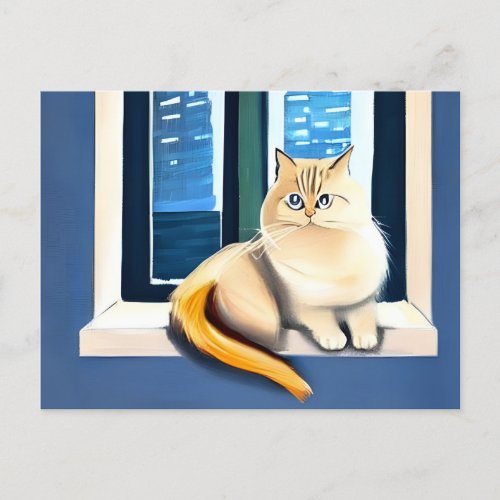 Cat pet art postcard