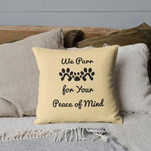 Cat Pet Besties BFF Paw Black Beige Customized Fun Throw Pillow