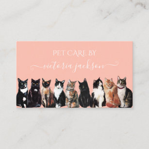 Cat Pet Care Service Pet Sitting Modern Grooming Business Card