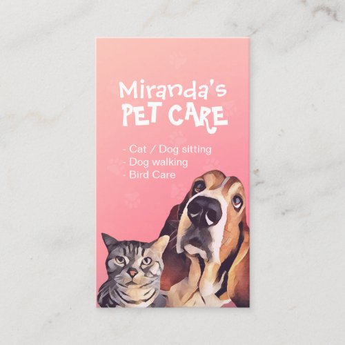 Cat Pet Care Sitting Bathing Grooming Beauty Salon Appointment Card