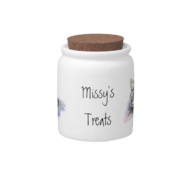 Cat, Pet, Custom Name Kitten Treat Jar, Candy Jar (Front)